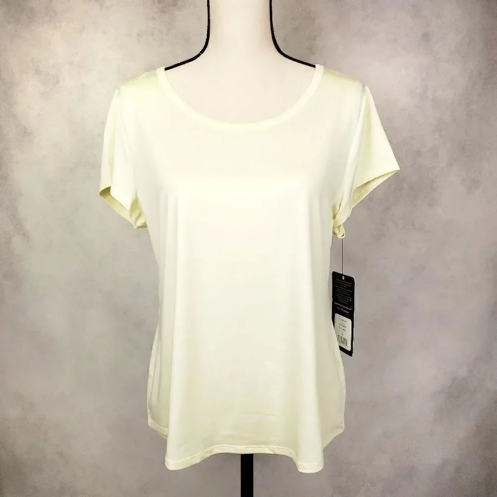 NWT 90 Degrees yellow scoop neck athletic shirt L